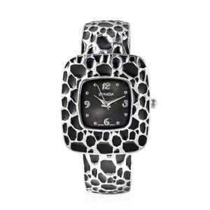 STRADA Enameled Cuff Bracelet Watch Black